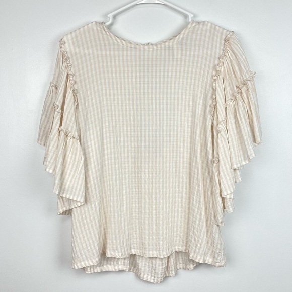 Anthro PILCRO Sybil Striped Ruffle Sleeve Blouse Top - Picture 5 of 13